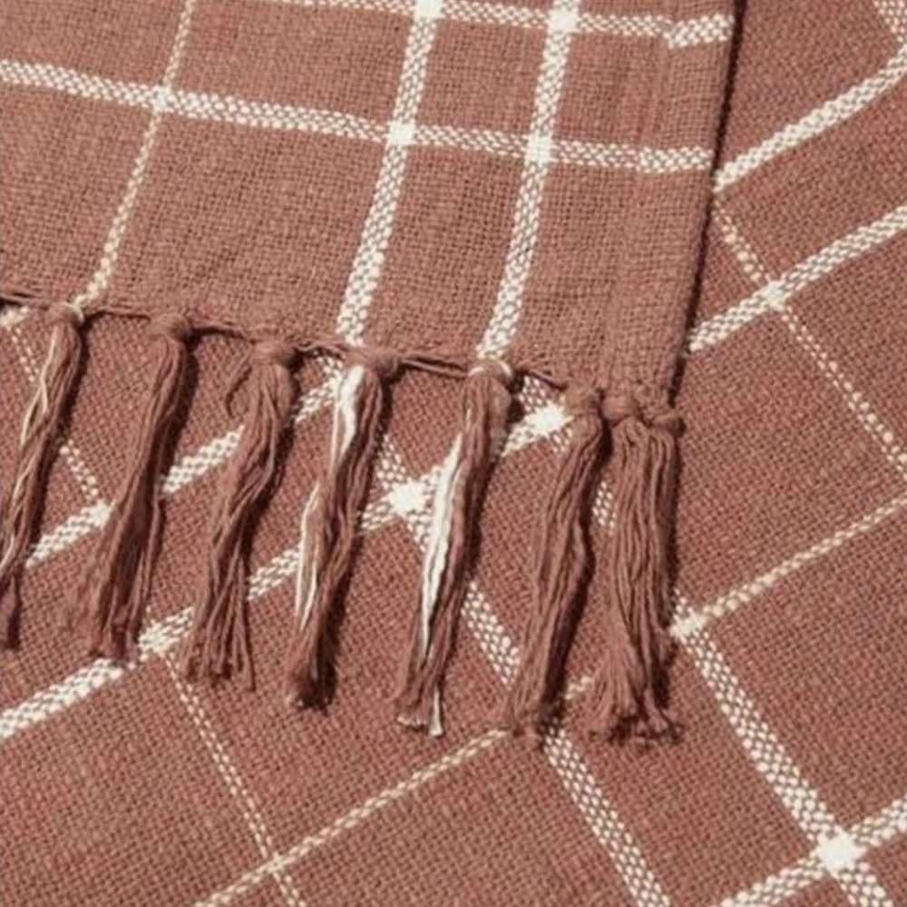 NWT Little Korboose Woven Throw Blanket 100% Cotton in Color Rust
